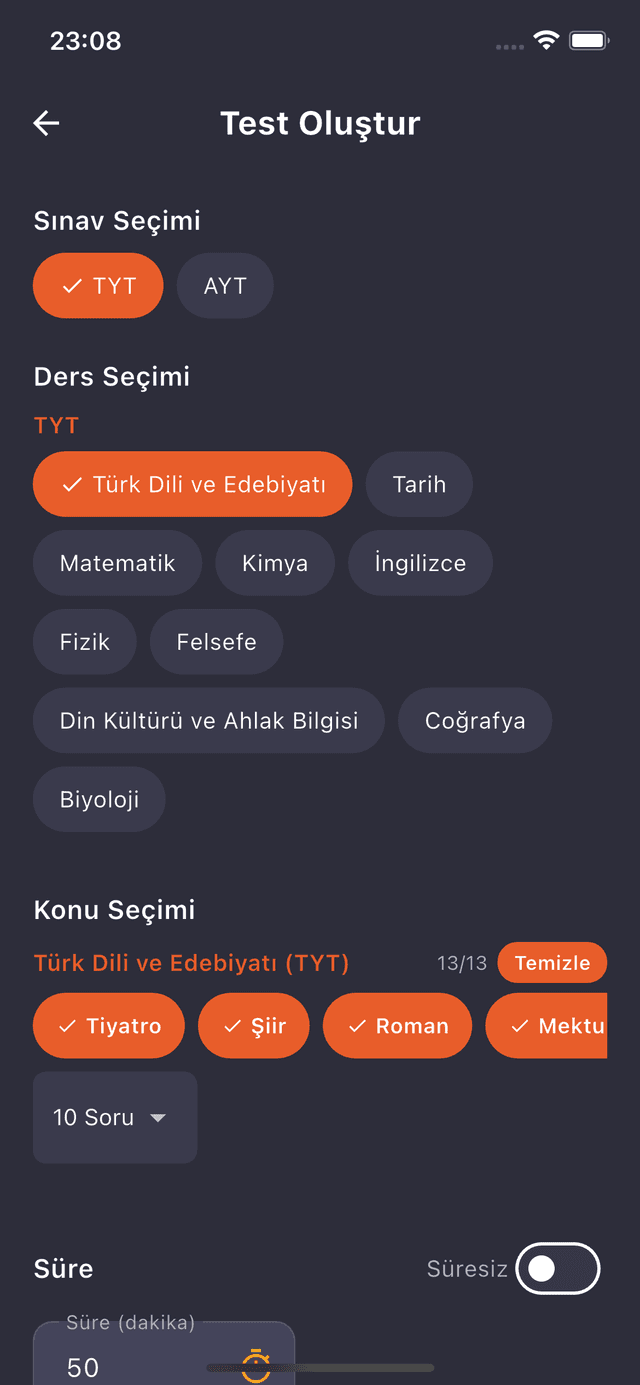 Test Oluştur